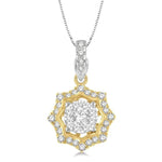 Load image into Gallery viewer, 1/4 Ctw Star Lattice Lovebright Round Cut Diamond Pendant With Chain in 14K White and Yellow Gold