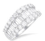 Load image into Gallery viewer, 2 3/8 Ctw Baguette and Round Cut Diamond Fashion Band in 14K White Gold