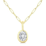 Load image into Gallery viewer, 1/5 Ctw Oval Cut Bezel Set Diamond Fashion Pendant With Paperclip Chain in 10K Yellow Gold