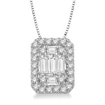 Load image into Gallery viewer, 3/8 Ctw Octagonal Baguette & Round Cut Diamond Pendant With Box Chain in 14K White Gold