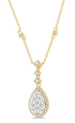 Load image into Gallery viewer, 1 Ctw Pear Shape Round Cut Diamond Lovebright Necklace in 14K Yellow and White Gold