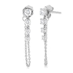 Load image into Gallery viewer, 1/2 Ctw Journey Round Cut Diamond Fashion Long Chain Earring in 14K White Gold