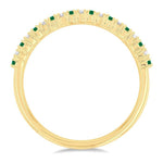 Load image into Gallery viewer, 1.35 MM Round Shape Emerald and 1/10 Ctw Petite Round Cut Diamond Precious Stack Band in 10K Yellow Gold