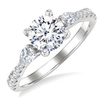 Load image into Gallery viewer, 3/8 Ctw Pear and Round Cut Diamond Semi-Mount Engagement Ring in 14K White Gold