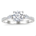 Load image into Gallery viewer, 3/8 Ctw Pear and Round Cut Diamond Semi-Mount Engagement Ring in 14K White Gold