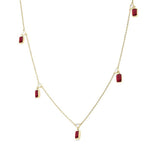 Load image into Gallery viewer, 5x3 MM Octagonal Shape Ruby and 1/4 Ctw Round Cut Diamonds Precious Station Necklace in 14K Yellow Gold