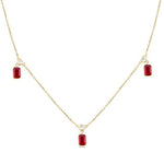 Load image into Gallery viewer, 5x3 MM Octagonal Shape Ruby and 1/4 Ctw Round Cut Diamonds Precious Station Necklace in 14K Yellow Gold