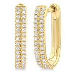 Load image into Gallery viewer, 1/5 Ctw Twin Row Round Cut Diamond Fashion Hoop Earring in 10K Yellow Gold