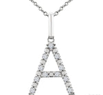 Load image into Gallery viewer, 1/10 Ctw Initial 'A' Round Cut Diamond Fashion Pendant With Chain in Sterling Silver