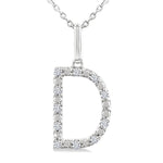 Load image into Gallery viewer, 1/10 Ctw Initial 'D' Round Cut Diamond Fashion Pendant With Chain in Sterling Silver