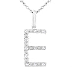 Load image into Gallery viewer, 1/10 Ctw Initial 'E' Round Cut Diamond Fashion Pendant With Chain in Sterling Silver