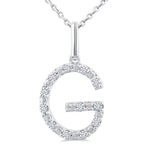 Load image into Gallery viewer, 1/10 Ctw Initial 'G' Round Cut Diamond Fashion Pendant With Chain in Sterling Silver