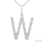 Load image into Gallery viewer, 1/8 Ctw Initial 'W' Round Cut Diamond Fashion Pendant With Chain in Sterling Silver
