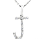 Load image into Gallery viewer, 1/20 Ctw Initial 'J' Round Cut Diamond Fashion Pendant With Chain in Sterling Silver