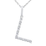Load image into Gallery viewer, 1/20 Ctw Initial 'L' Round Cut Diamond Fashion Pendant With Chain in Sterling Silver