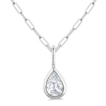 Load image into Gallery viewer, 1/5 Ctw Pear Cut Bezel Set Diamond Fashion Pendant With Paperclip Chain in 14K White Gold