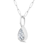Load image into Gallery viewer, 1/5 Ctw Pear Cut Bezel Set Diamond Fashion Pendant With Paperclip Chain in 14K White Gold