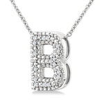Load image into Gallery viewer, 1/20 Ctw Bubble Accent Initial 'B' Round Cut Diamond Fashion Pendant With Chain in Sterling Silver