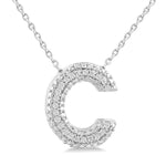 Load image into Gallery viewer, 1/20 Ctw Bubble Accent Initial 'C' Round Cut Diamond Fashion Pendant With Chain in Sterling Silver