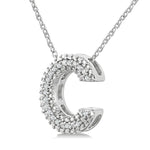 Load image into Gallery viewer, 1/20 Ctw Bubble Accent Initial 'C' Round Cut Diamond Fashion Pendant With Chain in Sterling Silver