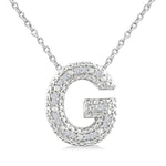 Load image into Gallery viewer, 1/20 Ctw Bubble Accent Initial 'G' Round Cut Diamond Fashion Pendant With Chain in Sterling Silver