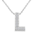 Load image into Gallery viewer, 1/20 Ctw Bubble Accent Initial 'L' Round Cut Diamond Fashion Pendant With Chain in Sterling Silver