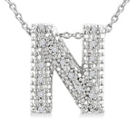 Load image into Gallery viewer, 1/20 Ctw Bubble Accent Initial 'N' Round Cut Diamond Fashion Pendant With Chain in Sterling Silver