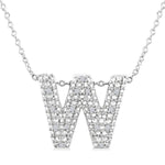 Load image into Gallery viewer, 1/20 Ctw Bubble Accent Initial 'W' Round Cut Diamond Fashion Pendant With Chain in Sterling Silver