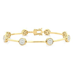 Load image into Gallery viewer, 1 1/5 Ctw Lovebright Circular and Bar Shape Link Round Cut Diamond Bracelet in 14K Yellow and White Gold