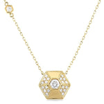 Load image into Gallery viewer, 3/8 Ctw Hexagon Shape Round Cut Diamond Fashion Necklace in 14K Yellow Gold