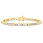 Load image into Gallery viewer, 5 1/2 Ctw North-South Bezel Set Emerald Cut Diamond Tennis Bracelet in 14K Yellow Gold