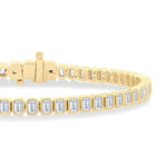 Load image into Gallery viewer, 5 1/2 Ctw North-South Bezel Set Emerald Cut Diamond Tennis Bracelet in 14K Yellow Gold