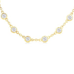 Load image into Gallery viewer, 4 Ctw Bezel Set Round Cut Diamond Station Necklace in 14K Yellow Gold