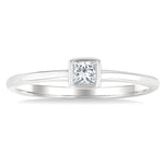 Load image into Gallery viewer, 1/6 Ctw Petite Bezel Set Round Cut Diamond Fashion Ring in 10K White Gold
