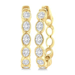 Load image into Gallery viewer, 1 1/10 Ctw Bezel Set Oval Cut Diamond Fashion Hoop Earring in 14K Yellow Gold