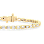 Load image into Gallery viewer, 4 1/3 Ctw East-West Bezel Set Emerald Cut Diamond Tennis Bracelet in 14K Yellow Gold