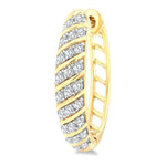 Load image into Gallery viewer, 1/2 Ctw Ribbed Swirl Round Cut Diamond Fashion Hoop Earring in 10K Yellow Gold