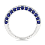 Load image into Gallery viewer, 1/2 Ctw Round Cut Diamond Center and 2.4MM Sapphire Border Precious Band in 14K White Gold