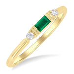 Load image into Gallery viewer, 4X2 MM Baguette Cut Emerald and 1/20 Ctw Round Cut Diamond Precious Fashion Ring in 10K Yellow Gold