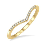Load image into Gallery viewer, 1/10 Ctw Chevron Round Cut Diamond Petite Band in 10K Yellow Gold