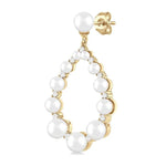 Load image into Gallery viewer, 2 MM-4.5 MM Drop Tear Round Shape Cultured Pearls and 1/4 Ctw Round Cut Diamond Fashion Earring in 14K Yellow Gold