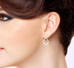 Load image into Gallery viewer, 2 MM-4.5 MM Drop Tear Round Shape Cultured Pearls and 1/4 Ctw Round Cut Diamond Fashion Earring in 14K Yellow Gold