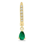 Load image into Gallery viewer, 5x3 MM Pear Cut Emerald and 1/8 Ctw Round Cut Diamond Petite Fashion Huggie Earrings in 10K Yellow Gold