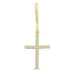 Load image into Gallery viewer, 1/6 Ctw Cross Charm Petite Round Cut Diamond Fashion Earrings in 10K Yellow Gold