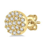 Load image into Gallery viewer, 1/8 Ctw Disc Shape Round Cut Diamond Petite Fashion Earring in 10K Yellow Gold