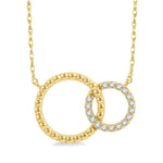 Load image into Gallery viewer, 1/10 Ctw Interlocking Twin Circles Round Cut Diamond Pendant With Chain in 10K Yellow Gold