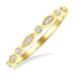 Load image into Gallery viewer, 1/10 Ctw Marquise and Circular Motif Carved Round Cut Diamond Stackable Wedding Band in 14K Yellow Gold