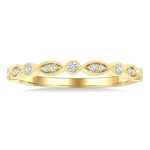 Load image into Gallery viewer, 1/10 Ctw Marquise and Circular Motif Carved Round Cut Diamond Stackable Wedding Band in 14K Yellow Gold