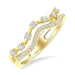Load image into Gallery viewer, 1/4 Ctw Curvy Split Twin Row Round Cut Diamond Fashion Band in 14K Yellow Gold