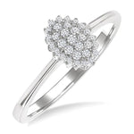 Load image into Gallery viewer, 1/6 Ctw Petite Oval Shape Round Cut Diamond Cluster Fashion Ring in 10K White Gold